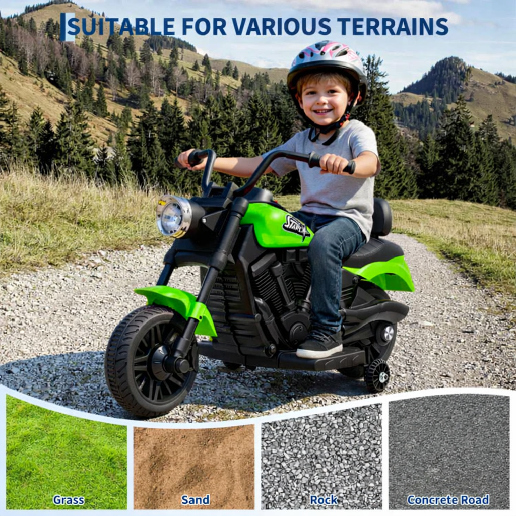 Kinder Elektro-Motorrad mit breiten Reifen und Federung