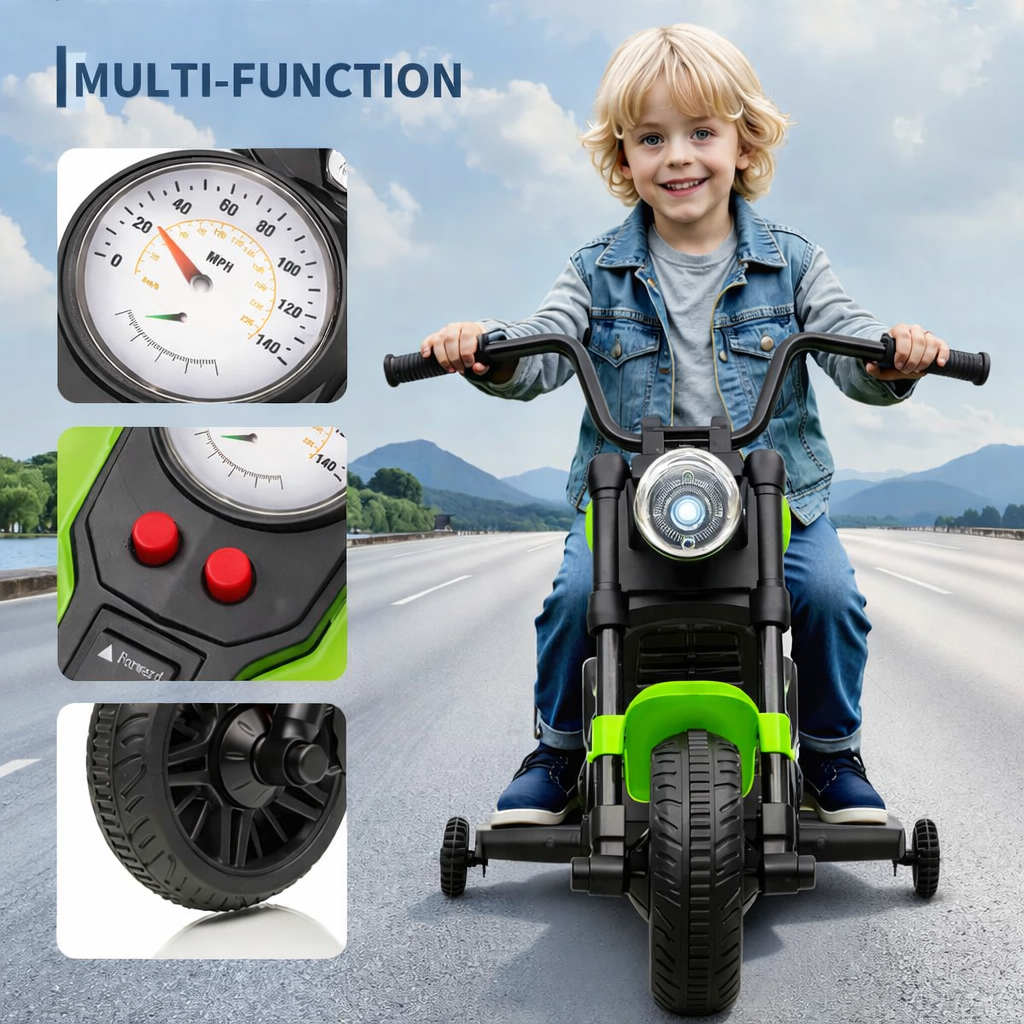 Garvee Elektro-Motorrad 6 V Grün mit LED-Beleuchtung