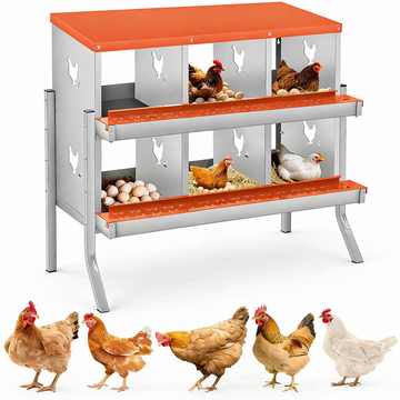 Garvee Hühnernestkasten 6 Fächer – Rollaway-System, Verzinkt, gut Belüftet, Leicht zu Reinigen