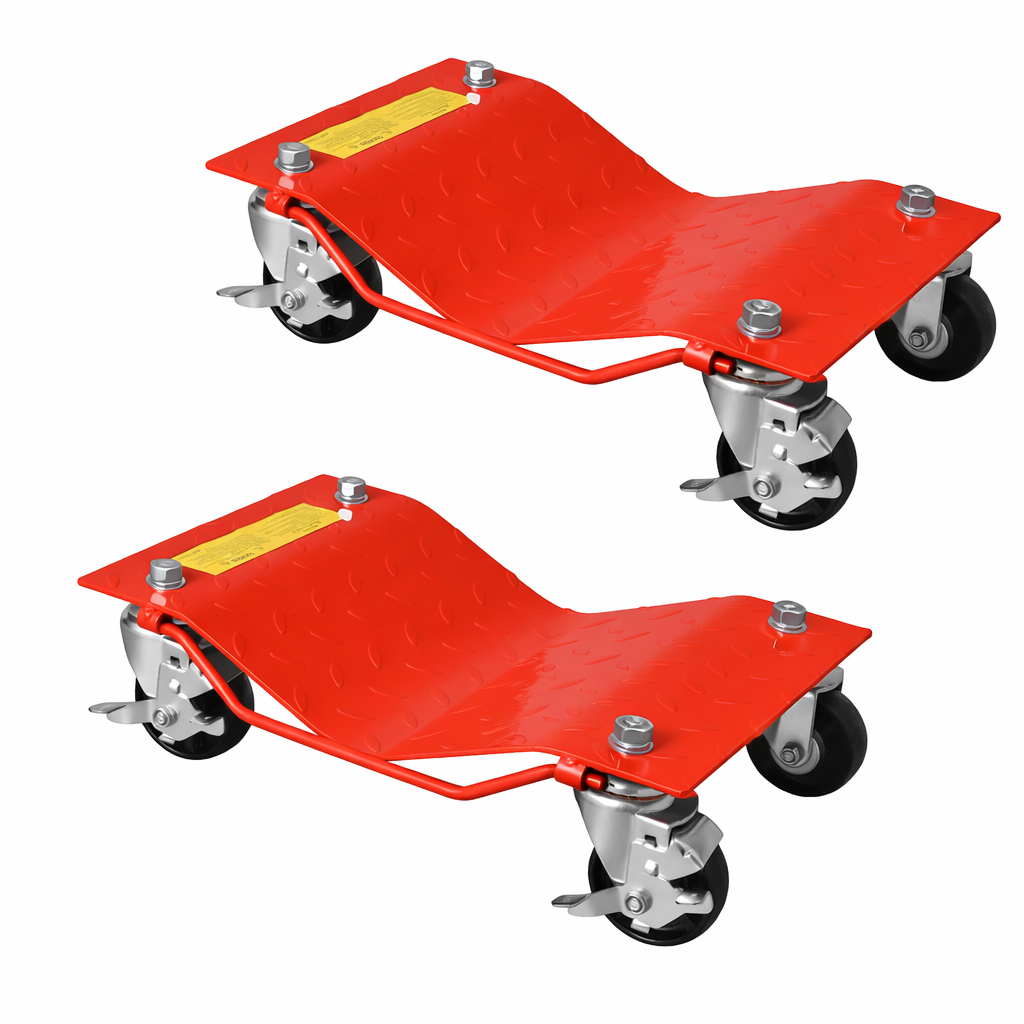 Garvee Auto-Rad-Dolly aus Stahl, 2 Stück, 1360 kg Tragkraft, 360° Rollen mit Bremse, Werkstatt