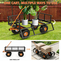 Garvee 3-in-1 Utility Gartenwagen aus Stahl, 227 kg, Mesh-Seiten, 25 cm Reifen für Gelände