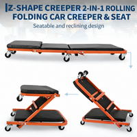 Garvee 91 cm Z-Creeper Mechanikersitz – Faltbar, 6 Rollen, Stahlrahmen, Gepolstert, Orange