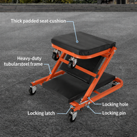 Garvee 91 cm Z-Creeper Mechanikersitz – Faltbar, 6 Rollen, Stahlrahmen, Gepolstert, Orange