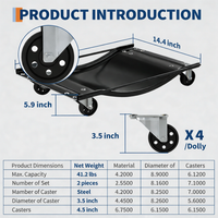 Garvee Schwerlast Auto Radroller 4er Set, Schwarz – Bis zu 2.500 lbs Pro Dolly, mit Breiter Stahlaufnahme für Einfaches Bewegen von Autos