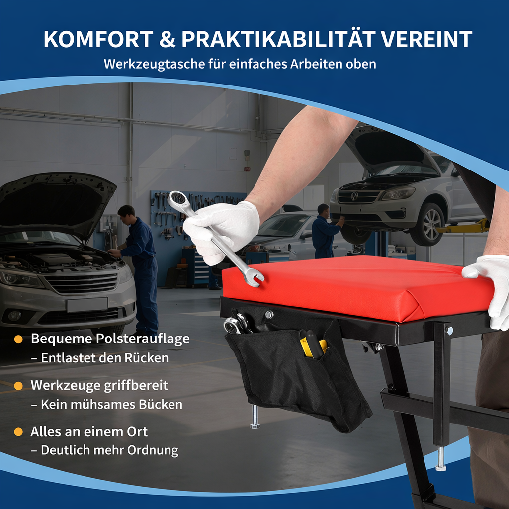 Garvee Schwerlast Auto Creeper Höhenverstellbar, 400 lbs Tragkraft, 125-175 cm Höhe, mit gepolstertem Deck und Lenkrollen  (Schwarz)