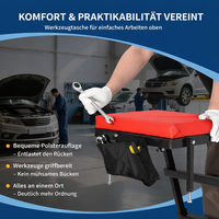 Garvee Schwerlast Auto Creeper Höhenverstellbar, 400 lbs Tragkraft, 125-175 cm Höhe, mit gepolstertem Deck und Lenkrollen (Rot)