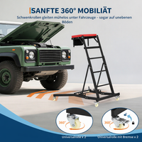 Garvee Schwerlast Auto Creeper Höhenverstellbar, 400 lbs Tragkraft, 125-175 cm Höhe, mit gepolstertem Deck und Lenkrollen  (Schwarz)