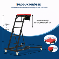 Garvee Schwerlast Auto Creeper Höhenverstellbar, 400 lbs Tragkraft, 125-175 cm Höhe, mit gepolstertem Deck und Lenkrollen  (Schwarz)