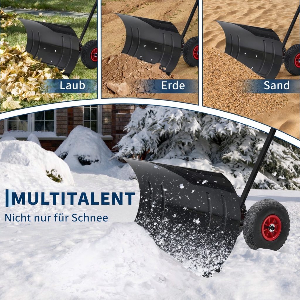 Garvee Schneeschieber mit Doppelstangen-Design - 100 cm Metallklinge, 5-fach höhenverstellbar (24.5-108 cm), ergonomisch & zusammenklappbar für Gehweg und Einfahrt