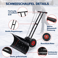 Garvee Schneeschieber mit Doppelstangen-Design - 100 cm Metallklinge, 5-fach höhenverstellbar (24.5-108 cm), ergonomisch & zusammenklappbar für Gehweg und Einfahrt