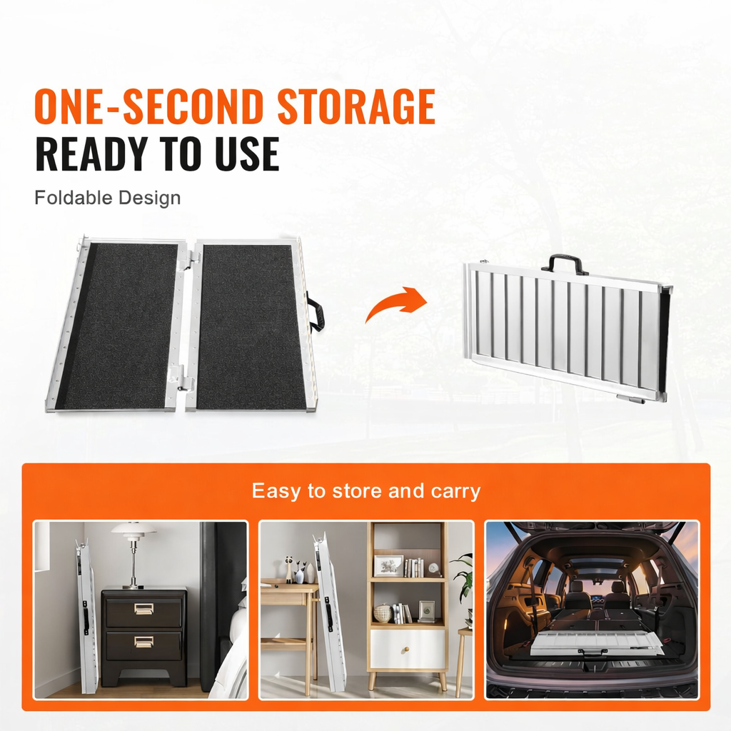 Garvee 91 cm Tragbare Rollstuhlrampe – 800 lbs Tragfähigkeit, faltbare Alu-Schwellenrampe mit Griff & rutschfester Oberfläche