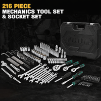 Garvee 216-tlg. Profi-Werkzeugset – Steckschlüsselsatz mit 1/4", 3/8", 1/2" Antrieb, 72-Zahn Ratsche & rollbarem Koffer für Auto, Werkstatt und Haus