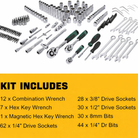 Garvee 216-tlg. Profi-Werkzeugset – Steckschlüsselsatz mit 1/4", 3/8", 1/2" Antrieb, 72-Zahn Ratsche & rollbarem Koffer für Auto, Werkstatt und Haus