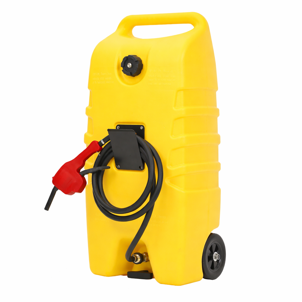 Garvee 53L Kraftstoff-Transportwagen (Gelb) – Mit Handpumpe & 3m Schlauch, 6″ Rädern & verstautem Griff