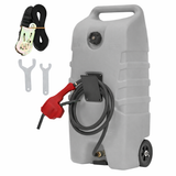 Garvee 53L Kraftstoff-Transportwagen (Grau) – Mit Handpumpe, 3m Schlauch, 6″ Rädern, Griff & Transport-Sicherheitsgurt - Grau mit Halteband