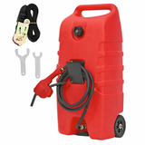 Garvee 53L Kraftstoff-Transportwagen (Rot) – Mit Handpumpe, 3m Schlauch, 6″ Rädern, Griff & Transport-Sicherheitsgurt - Rot mit Halteband