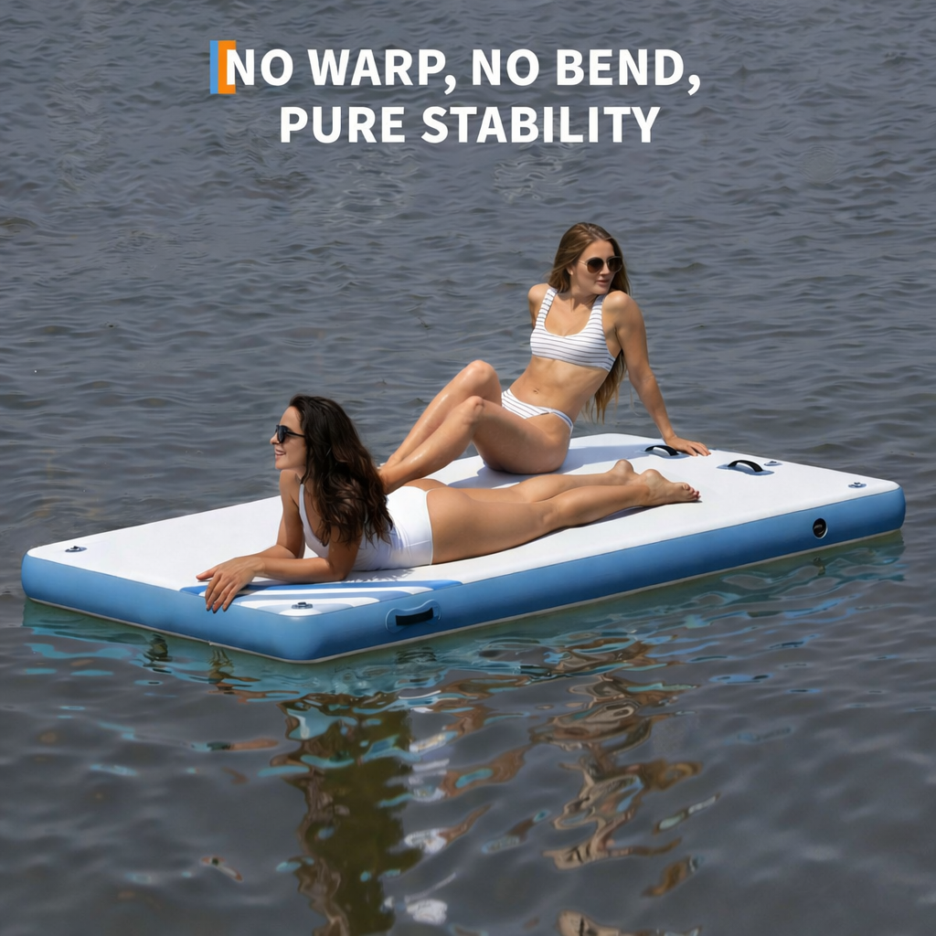 Garvee Aufblasbare Schwimminsel 3×3 m, Für 8–10 Personen, 15 cm Dick, Marine-PVC, Rutschfest für See & Pool