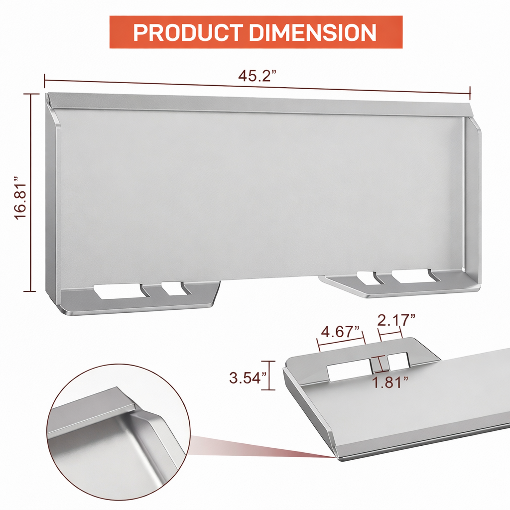 GARVEE Skid-Steer Mount Plate 6,4 mm Q235B Stahl, Quick-Attach, 115×43 cm für Traktor