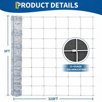 Garvee Cattle Farm Fence Galvanized Wire 14GA Heavy Zinc Coating Durable Twisted Weave Gradient Mesh 5x328ft