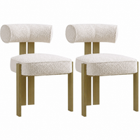 Garvee Esszimmerstühle 2er-Set, Bouclé Stoff, Ergonomisch, Gummibaumholz Beine, Modern, Komfortabel, Für Esszimmer & Wohnzimmer