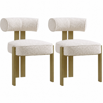 Garvee Esszimmerstühle 2er-Set, Bouclé Stoff, Ergonomisch, Gummibaumholz Beine, Modern, Komfortabel, Für Esszimmer & Wohnzimmer