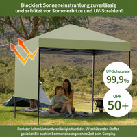 GARVEE 2,5 x 2,5 m Pop-Up Pavillon, Wasserdichtes Gartenpavillon mit UV-Schutz, Höhenverstellbar und Tragetasche, Ideal für Garten, Camping und Outdoor Events, Hellgrün