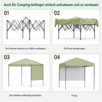 GARVEE 2,2 x 2,2 m Pop-Up Pavillon, Wasserdichtes Gartenpavillon mit UV-Schutz, Höhenverstellbar und Tragetasche, Ideal für Garten, Camping und Outdoor Events, Hellgrün