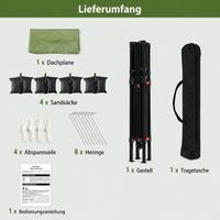 GARVEE 2,5 x 2,5 m Pop-Up Pavillon, Wasserdichtes Gartenpavillon mit UV-Schutz, Höhenverstellbar und Tragetasche, Ideal für Garten, Camping und Outdoor Events, Hellgrün