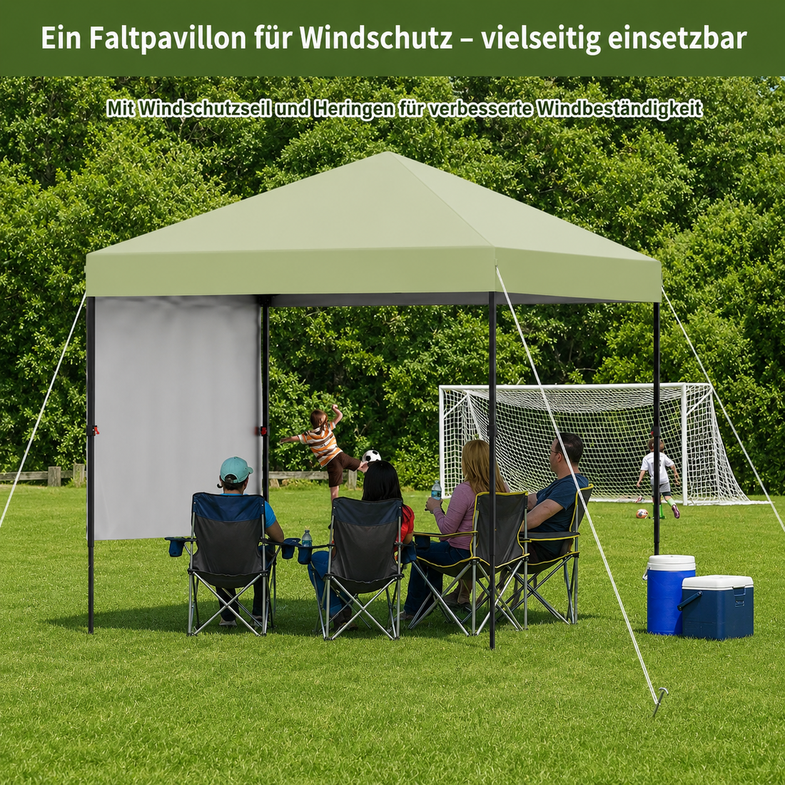 GARVEE 2,5 x 2,5 m Pop-Up Pavillon, Wasserdichtes Gartenpavillon mit UV-Schutz, Höhenverstellbar und Tragetasche, Ideal für Garten, Camping und Outdoor Events, Hellgrün