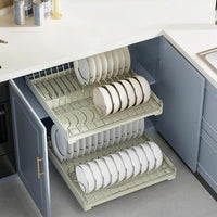 GARVEE Erweiterbar Abtropfgestell Geschirr 42cm Teleskopschublade Edelstahl Für Küche Und Pantry, Silber, Platzsparend