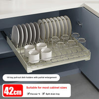 GARVEE Erweiterbar Abtropfgestell Geschirr 42cm Teleskopschublade Edelstahl Für Küche Und Pantry, Silber, Platzsparend
