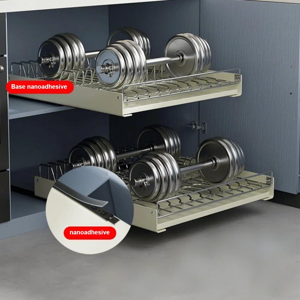 GARVEE Erweiterbar Abtropfgestell Geschirr 42cm Teleskopschublade Edelstahl Für Küche Und Pantry, Silber, Platzsparend