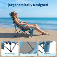Garvee 2er-Set Strandstühle faltbar, verstellbare Campingstühle mit hoher Rückenlehne, Rucksackgurten, Getränkehalter und 150 kg Tragkraft, für Strand, Camping
