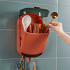 Garvee Wandmontierte Essstäbchenbox mit Belüftung, Kunststoff-Utensilienhalter, Abflusslöchern, Haken, Deckel – Küchenzubehör