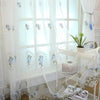 GARVEE Durchsichtige Vorhänge Blaue Blumen Bestickte Netzvorhänge Voile Vorhang Für Wohnzimmer Schlafzimmer 1 m x 1,2 m