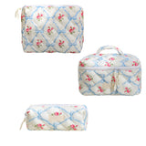 GARVEE Make-up Taschen 3er Set, Gesteppte Kosmetiktaschen mit Großem Stauraum, Reise Kulturbeutel für Damen & Mädchen, Tragbar und Leicht, Blau - Blau