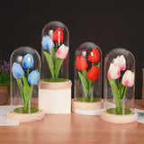Garvee Kwiat Tulipanów W Szkle Elegant LED Lighted Artificial Tulip Home Decoration Night Lamp Eternal Flower Gift for Women Mothers - 
