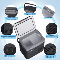 GARVEE 12 L Kompressor-Kühlbox fürs Auto, −20 bis 20 °C, App-Steuerung, 12/24 V, Dunkelgrau