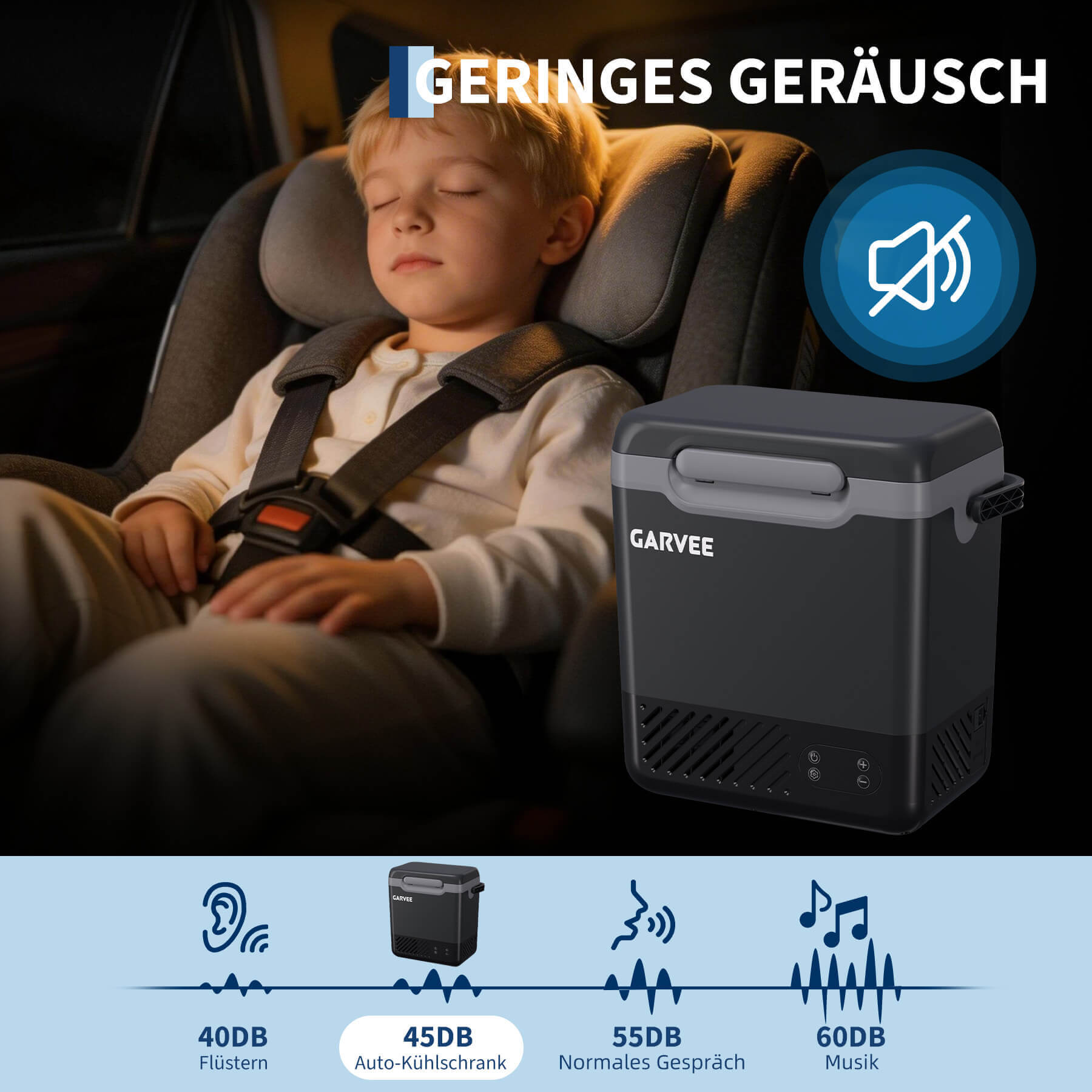 GARVEE 12 L Kompressor-Kühlbox fürs Auto, −20 bis 20 °C, App-Steuerung, 12/24 V, Dunkelgrau