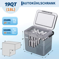 GARVEE 12 L Kompressor-Kühlbox fürs Auto, −20 bis 20 °C, App-Steuerung, 12/24 V, Dunkelgrau