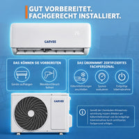 Garvee AUX Split Klimaanlage 9000BTU Klimageräte mit Heizfunktion Kältemittel R32 Inkl. Montagematerial, A++ Energieeffizienz, R32, WLAN-App-Steuerung
