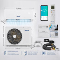 Garvee AUX Split Klimaanlage 9000BTU Klimageräte mit Heizfunktion Kältemittel R32 Inkl. Montagematerial, A++ Energieeffizienz, R32, WLAN-App-Steuerung