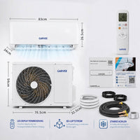 Garvee AUX Split Klimaanlage 12000BTU Klimageräte mit Heizfunktion Kältemittel R32 Inkl. Montagematerial, A++ Energieeffizienz