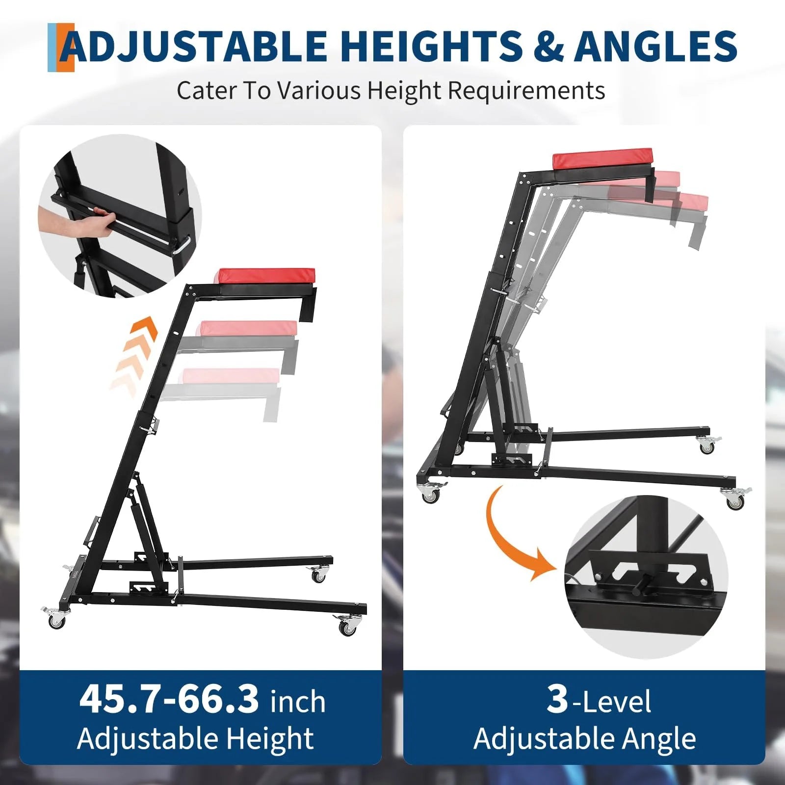 GARVEE Rollbar Automotive Topside Creeper, Engine Creeper 114–168 cm Einstellbar, 181 kg Kapazität High Top Creeper, 4 Lenkrollen, Gepolstertes Deck, Creeper für die Garage zu Hause, Doppelholm