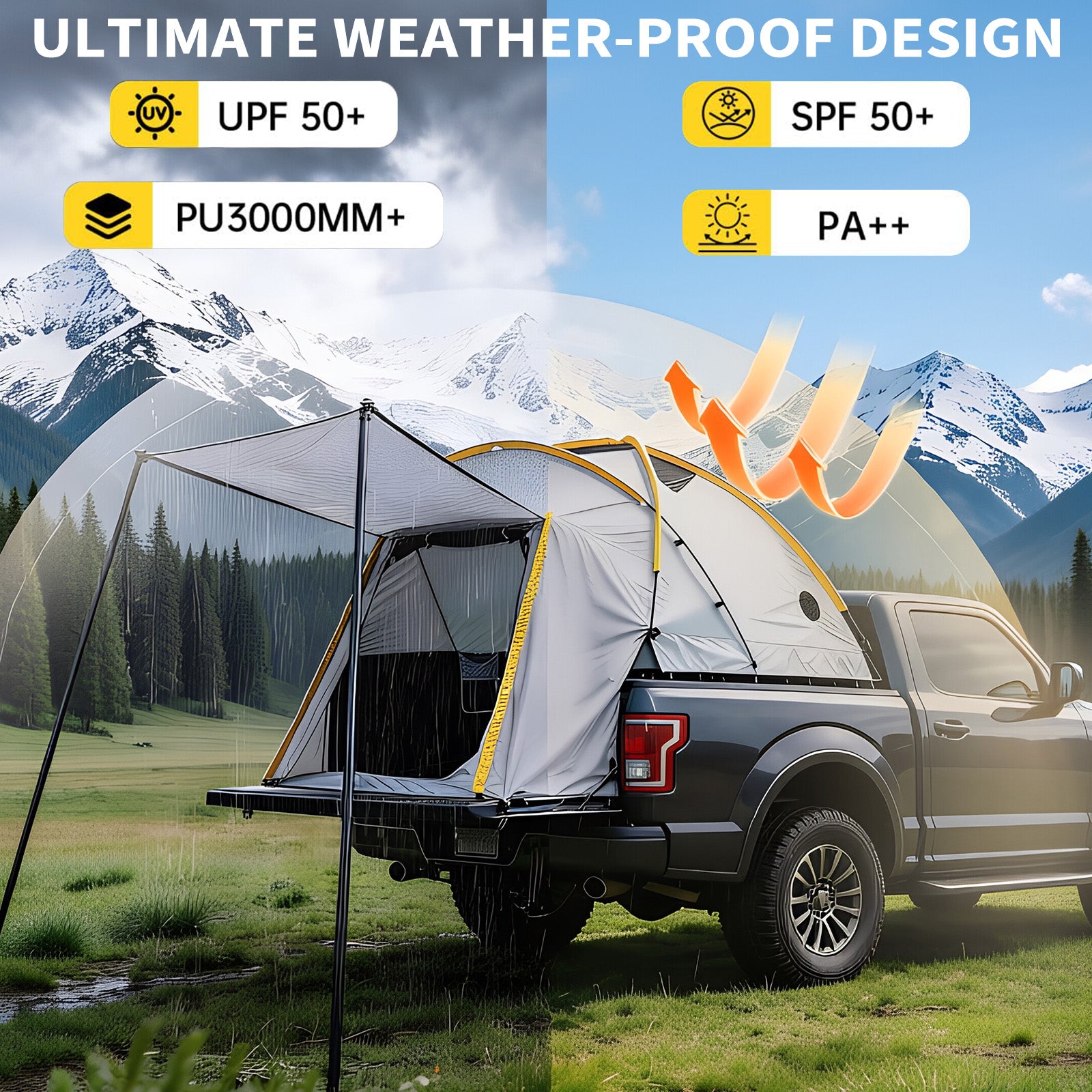 Garvee Pickup-Zelt mit Markise, PU3000 Ladeflächenzelt für Camping, Roadtrips & Overlanding