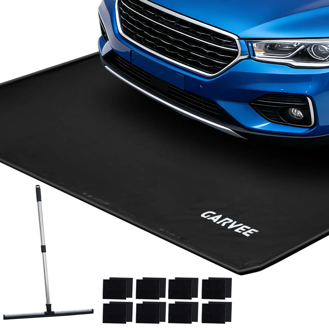 GARVEE Garagenboden Auffangmatte 6,7 x 2,6 m, Wasserdichte Auto Schutzmatte mit 3 cm Erhöhtem Rand, 1000D PVC Unterlage für Schnee, Regen & Schmutz, Schwarz