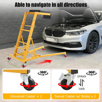 GARVEE Schwerlast Automotive Topside Creeper, Motor-Arbeitsbühne 122–168 cm Höhenverstellbar, 181 kg Tragkraft, Gepolsterte Plattform mit 4 Schwenkrollen für Motorwartung und Fahrzeugreparatur, Gelb