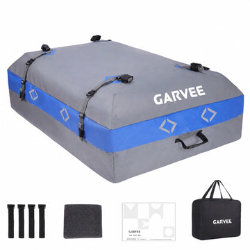 Garvee Dachgepäcktasche 132 x 100 x 45 cm, 595 L Wasserdichte Dachtasche mit 4 Türhaken & 8 Verstärkten Gurten für SUV & Auto, Schwarz