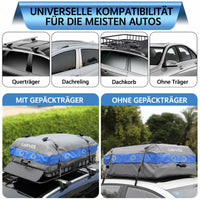 Garvee Dachgepäcktasche 132 x 100 x 45 cm, 595 L Wasserdichte Dachtasche mit 4 Türhaken & 8 Verstärkten Gurten für SUV & Auto, Schwarz