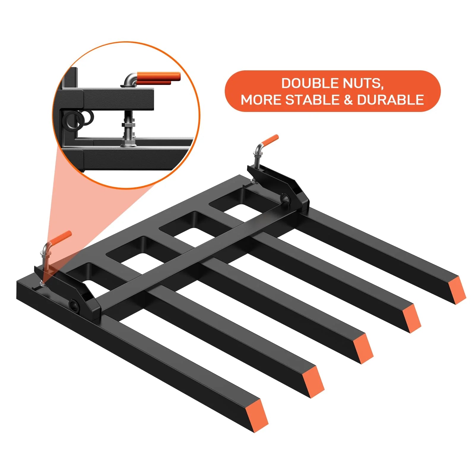 Garvee Klemmbare Palettengabel für Traktor, 107 cm Schaufelgabel mit 1134 kg Tragkraft, Robuster Frontlader Gabelaufsatz aus Stahl für Landwirtschaft, Bau und Materialtransport